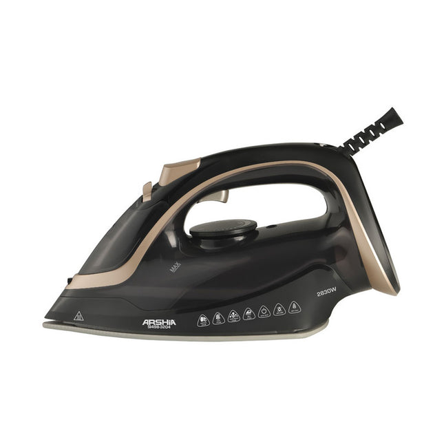 3204ArshiaSteam Iron Black & Gold From Arshia Powerful Steam Performance | SI498-3204