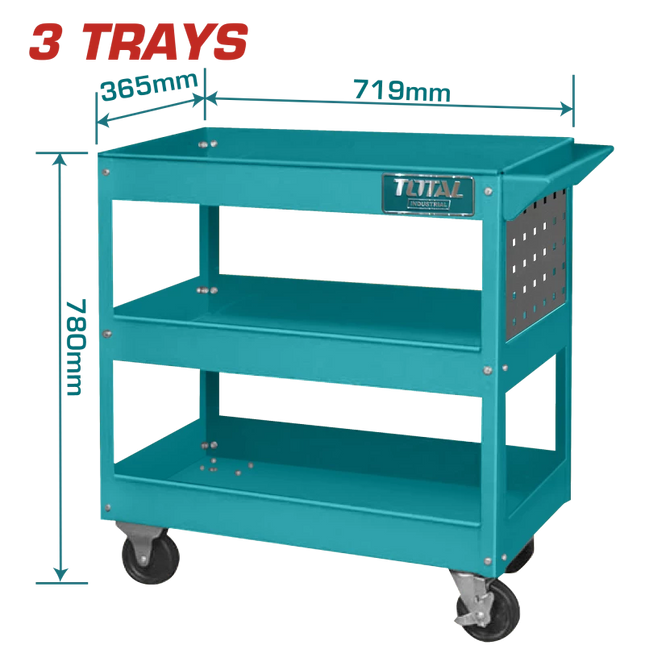 Total THPTC301 3-Layer Tool Trolley – Heavy-Duty Workshop Cart