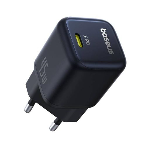 شاحن باسوس بيكو جو (Baseus PicoGo) - تقنية GaN المتطورة - قوة 45 واط - شحن سريع فائق - منفذ USB-C - قابس أوروبي