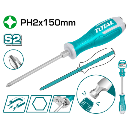 Total THGSPH21506 Phillips Go-Through Screwdriver PH2×150 mm