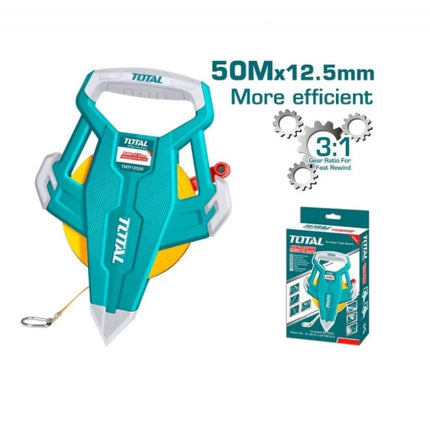 Total TMTF13506  Fiberglass Measuring Tape 50M – Heavy-Duty Closed Reel