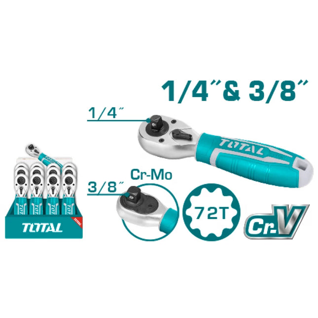 Total THT1061438   1/4"&3/8" Stubby Ratchet Handle