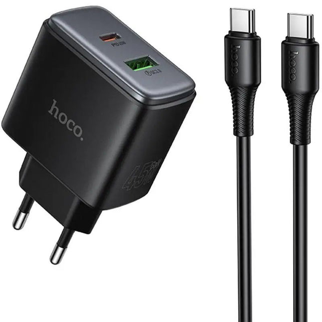 Hoco C158A 45W PD Fast Charger Dual Port EU Plug