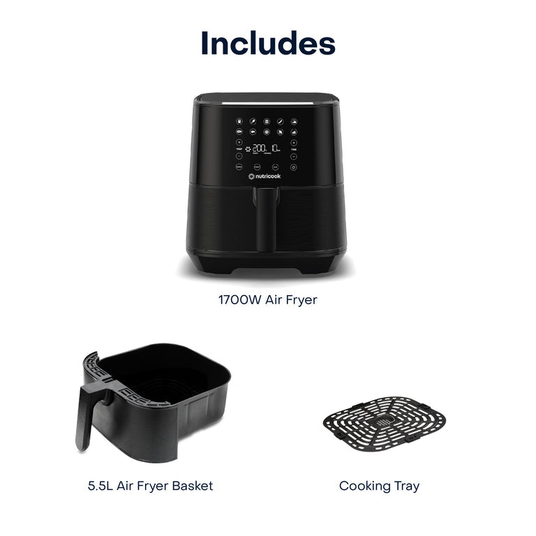 قلاية هوائية NUTRICOOK Air Fryer 2 | سعة 5.5 لتر | تقنية SmartTemp - أسود قلاية هوائية NUTRICOOK Air Fryer 2 | سعة 5.5 لتر | تقنية SmartTemp - أسود