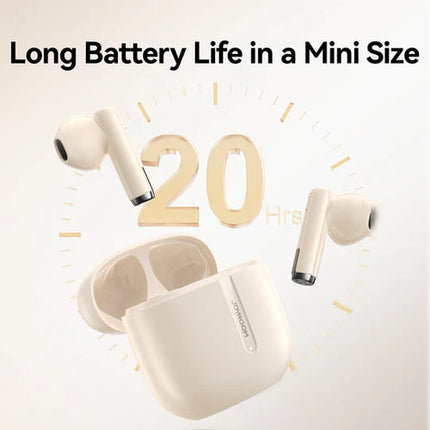 ماعات جوي رووم (Joyroom) لاسلكية JR-PB3 - سلسلة Jpods - بلوتوث 5.4 - تقنية إلغاء ضجيج المكالمات ENC - محرك ديناميكي 13 ملم - بطارية 20 ساعة - لون بيج