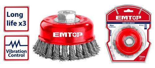 EMTOP Braided Steel Wire Cup Brush 75 & 100 mm