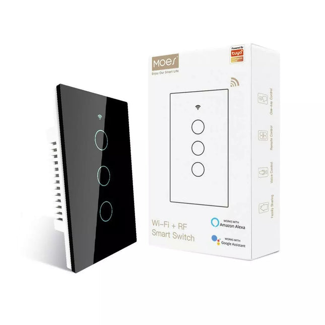 MOES - WIFI Smart Switch - 3Gang  - US Type - Black