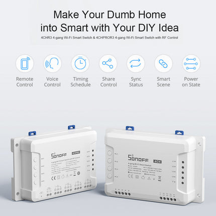 4CHPRO SONOFF 4CHR3 & 4CHPROR3 4-gang Wi-Fi Smart Switch with RF Control
