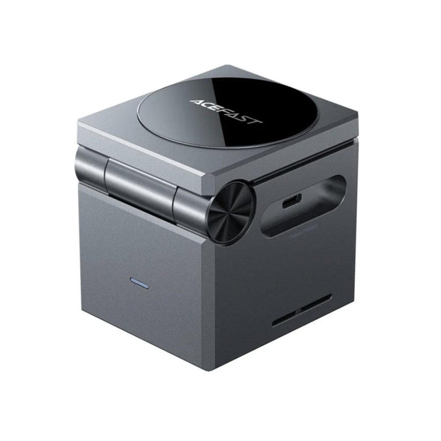 ستاند شحن لاسلكي أيس فاست (Acefast E9) بقوة 15 واط، محطة شحن 3 في 1 للهواتف الذكية، ساعة أبل، وسماعات AirPods - أسود