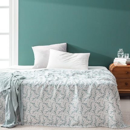 Octave Double Cotton Pique Duvet Cover - Turquoise Print