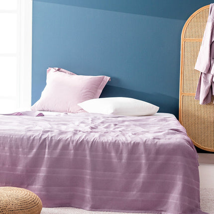 Mathilda King Size Flat Coverlet in Damson Purple