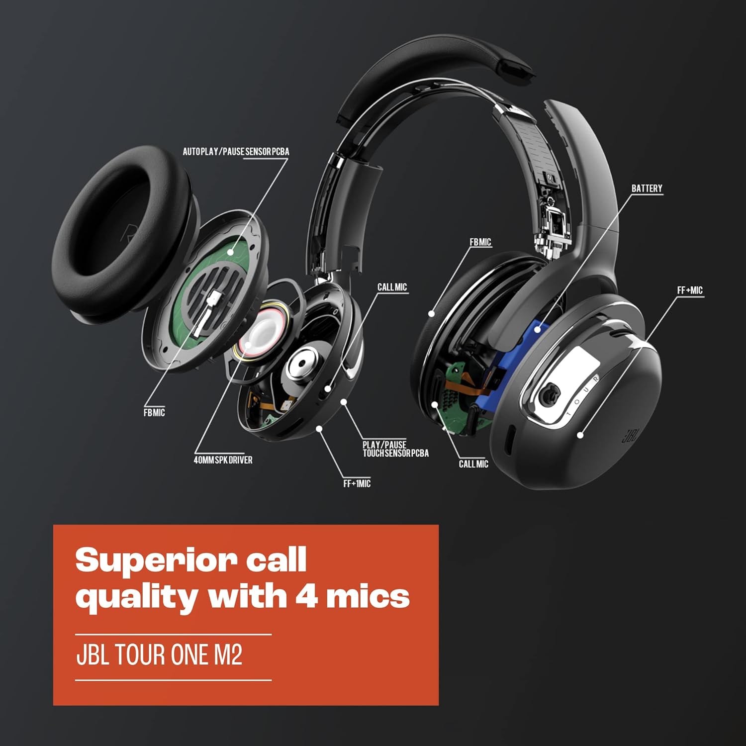 سماعة JBL Tour One M2 — سماعة رأس لاسلكية مع عزل ضوضاء متكيف سماعة JBL Tour One M2 — سماعة رأس لاسلكية مع عزل ضوضاء متكيف