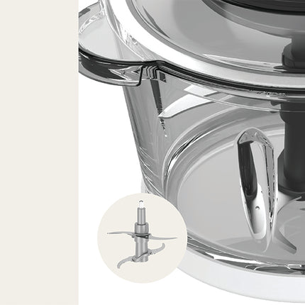 NC-CH2000 NutriCook  NutriCook 2+2 L XXXL Glass & SS Chopper and Mincer, 500W - Pulse & 2 speeds, 2-Removable 4 SS -Blade for Chopping, Ice Crushing, Meat Mincing, Grinding, Pureeing & more - Black, 2 Yr Warranty, NC-CH2000