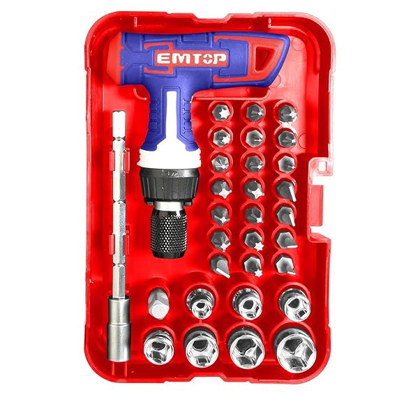 طقم لقم مفك مكون من 31 قطعه مع يد EMTOP EBST03102 طقم لقم مفك مكون من 31 قطعه مع يد EMTOP EBST03102
