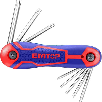 EMTOP EHKY4083 Folding Torx Key Set - 8 Pieces 