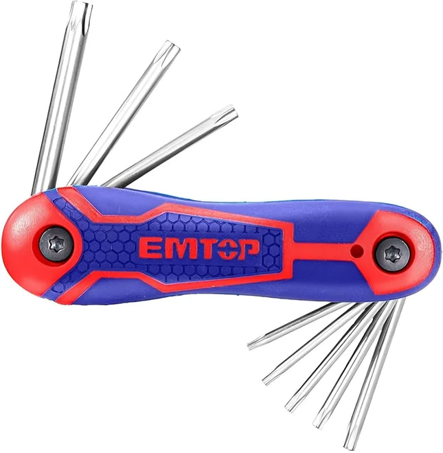 EMTOP EHKY4083 Folding Torx Key Set - 8 Pieces 