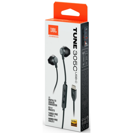 Tune 305C BLK JBL - Headphones with Hi-Res Audio, Black