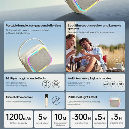 Remax RB-H13 RGB Wireless Portable Karaoke Speaker with Microphone