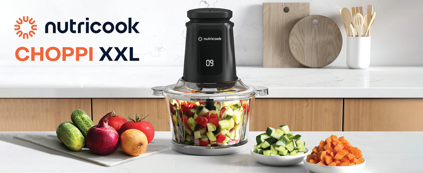 فرامة NUTRICOOK Choppi XXL | وعاء زجاجي 2 لتر | سرعتين - أسود فرامة NUTRICOOK Choppi XXL | وعاء زجاجي 2 لتر | سرعتين - أسود