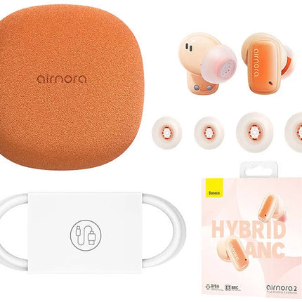 Baseus AirNora 2 TWS Wireless Earphones - Active Noise Cancellation (ANC) - Spatial Audio - Built-in Mirror Case - Bluetooth 5.3 - 30 Hours Playtime - Fast Charging - Comfort Fit for Smaller Ears