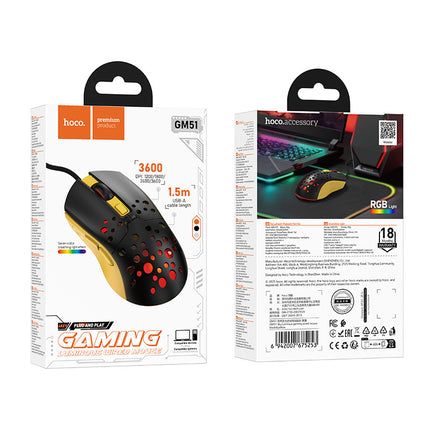 HOCO GM51 Sky Gaming Mouse Wired USB RGB 3600 DPI