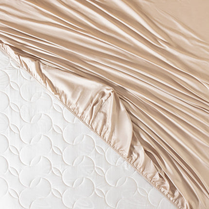 Ciel King Size 100% Cotton Sateen Fitted Sheet Beige