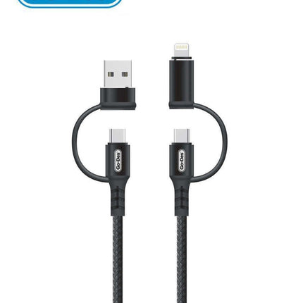 4-in-1 Charging Cable with 2 USB-C, USB-A, and Lightning Connectors GD-UC587