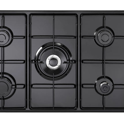 Elba Gas Hob Built-In 5 Burners 90 cm Black Semi Cast Iron Grid