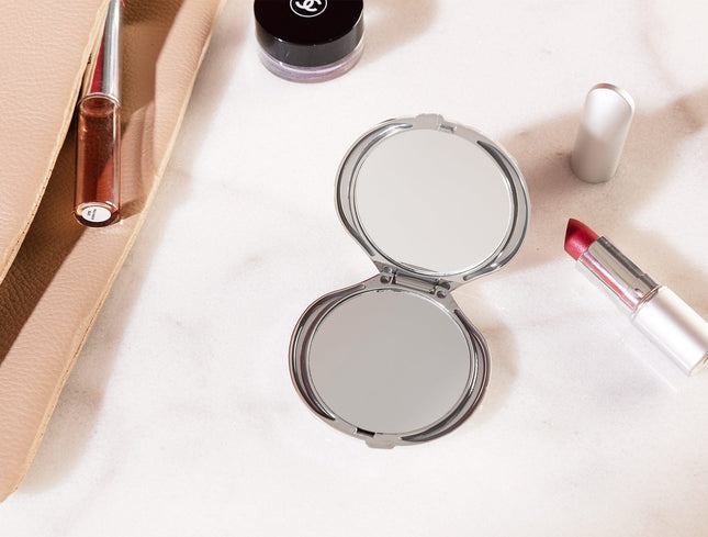 Charlotte Mini Mirror Silver with Gold Embroidery Accents