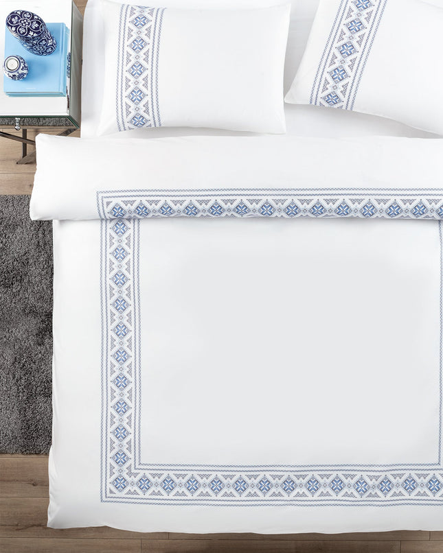 Aire Double Duvet Cover Set Blue Percale Cotton