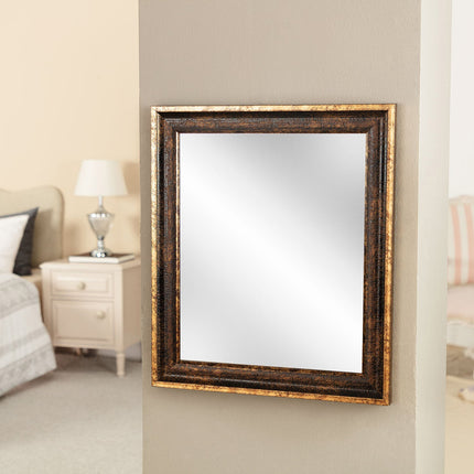 Aubert Brown Mirror with Yellow Accent Vintage Frame