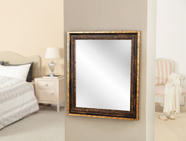 Aubert Brown Mirror with Yellow Accent Vintage Frame
