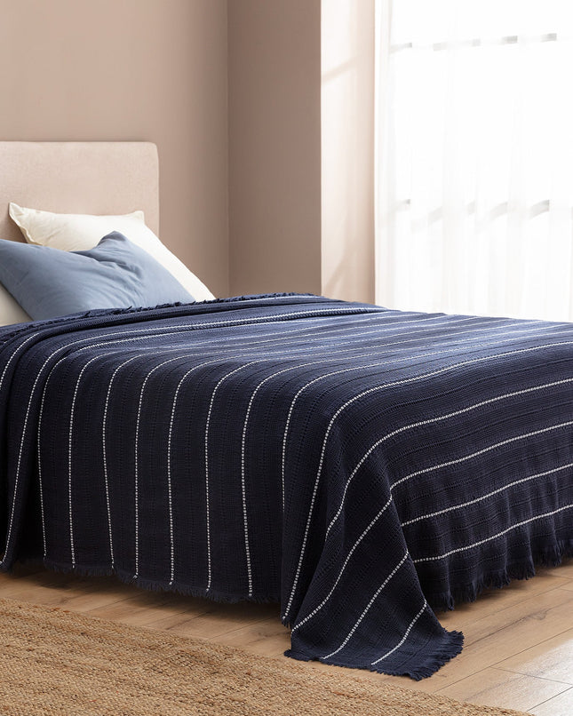 Envelope Navy Single Bedspread Ethno-Modern Texture