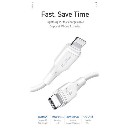 Mcdodo 1.2M Type-C to Lightning PD Fast Charging Data Cable White CA-7290