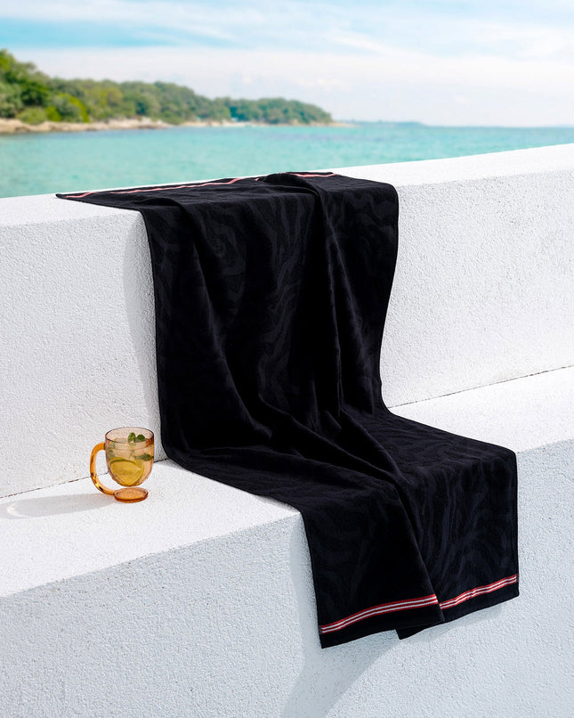 Madame Coco Saber 100% Cotton Beach Towel Black