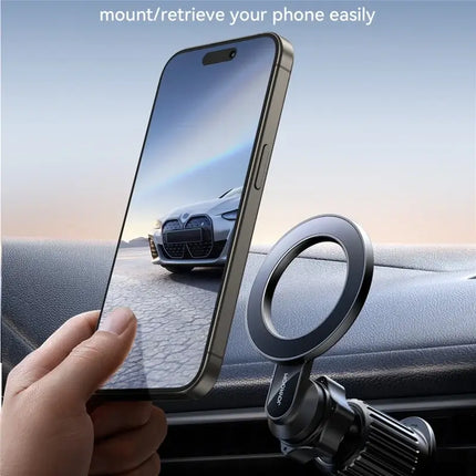 Joyroom JR-ZS345 Magnetic Car Phone Mount - Dashboard and Windshield Suction Cup Holder - 360 Degree Rotation - Strong Magnet - Black