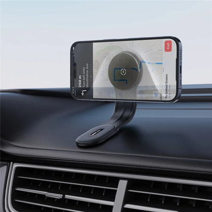 Acefast D21 Magnetic Wireless Car Charger 15W, Flexible Magic Tape Dashboard Mount, MagSafe Compatible 360° Rotation Phone Holder - Black