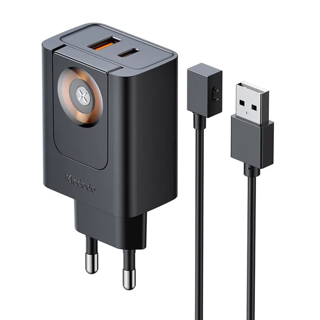MCDODO CH-3700 2-in-1 Wireless Apple Watch + 30W Dual-Port Wall Charger EU Plug