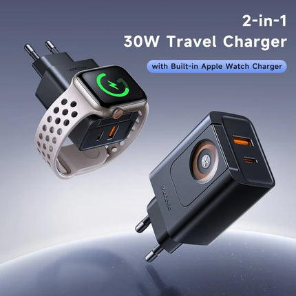 MCDODO CH-3700 2-in-1 Wireless Apple Watch + 30W Dual-Port Wall Charger EU Plug