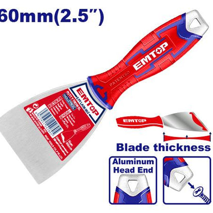 EMTOP EPTLA06002 Heavy-Duty Rubber Hand Putty Knife – 60MM
