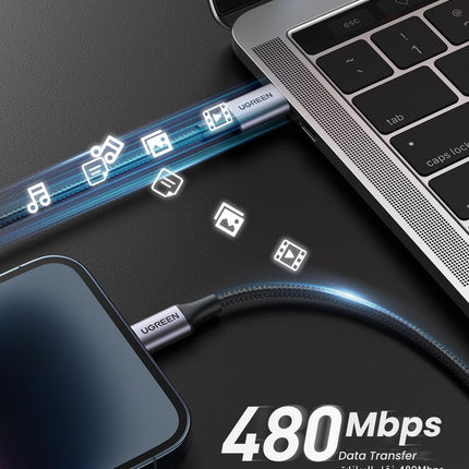 Ugreen USB-C to Lightning Braided Cable 1m White