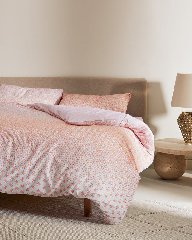 Rainger Printed Single Duvet Cover Set Powder Colour