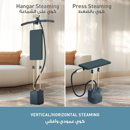 مكواة بخار عمودية باناسونيك 2400 واط، خزان مياه سعة 2.0 لتر مع 3 مستويات لضبط البخار الاحترافي - رمادي/ذهبي (NI-GWG090GTH)