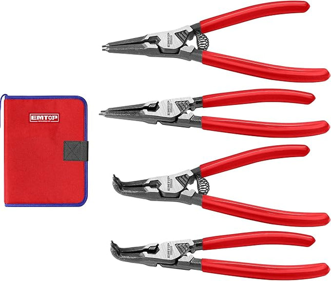 EMTOP EPLSC7411 4-Piece Circlip Pliers Set 