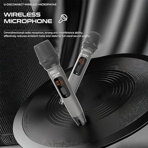 Lenyes S873 High Power Party Bluetooth Speaker - 400W Peak Power - Dynamic RGB Lighting - TWS Function - Includes Dual Wireless Microphones - Remote Control - Heavy Bass - Black Lenyes S873 High Power Party Bluetooth Speaker - 400W Peak Power - Dynamic RGB Lighting - TWS Function - Includes Dual Wireless Microphones - Remote Control - Heavy Bass - Black
