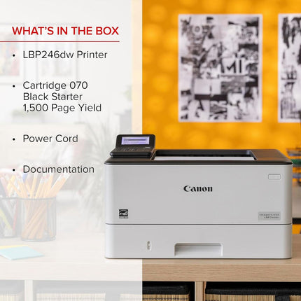 Canon i-SENSYS LBP246dw Mono Laser Printer - 40ppm High Speed - 1200 x 1200 dpi - Automatic Duplex Printing - WiFi & Cloud Connectivity - 5-Line LCD Display