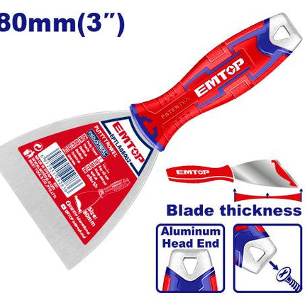 EMTOP EPTLA08002 Heavy-Duty Rubber Hand Putty Knife – 80MM