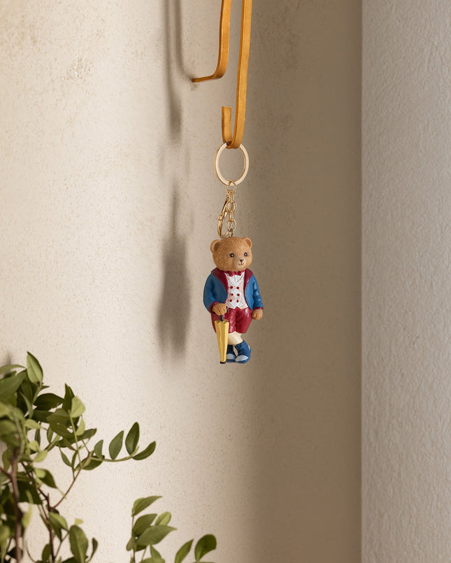 Colin Bear Keychain Navy Burgundy Charm Accessory