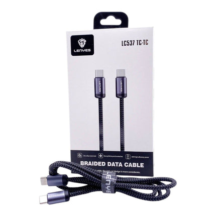 Lenyes LC537 Series Fast Charging Braided Cable - Type-C or Lightning Connectors - High-Speed Data Sync - Reinforced Design - Gray
