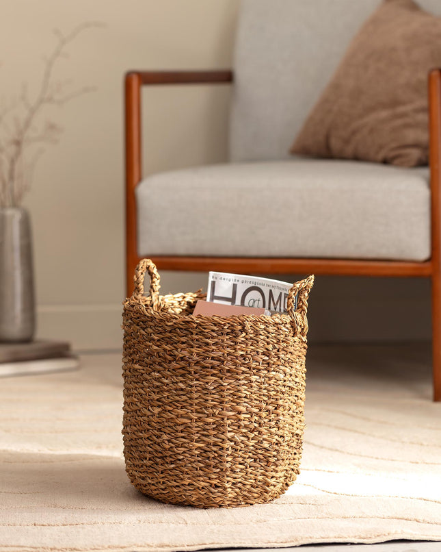 Olivia Natural Woven Basket 30 cm - Rustic Storage